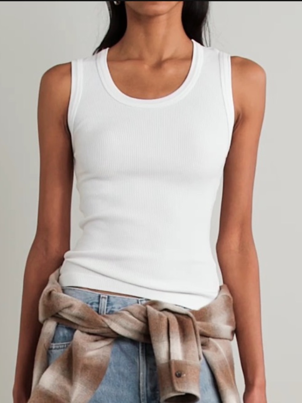 Agolde White Ribbed Tank Top